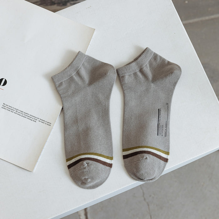 Wholesale simple socks toe pinstripe comfortable breathable men's boat cotton socks JDC-SK-JXin010