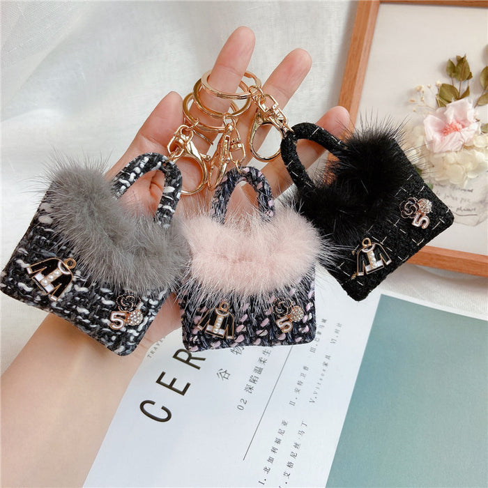 Wholesale Keychains Alloy Fabric Faux Mink Bag JDC-KC-CH062