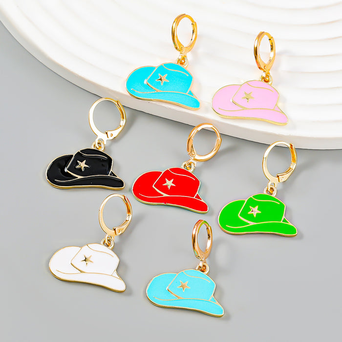 Wholesale Earrings Alloy Drip Cowboy Hat Fashion JDC-ES-JL1054