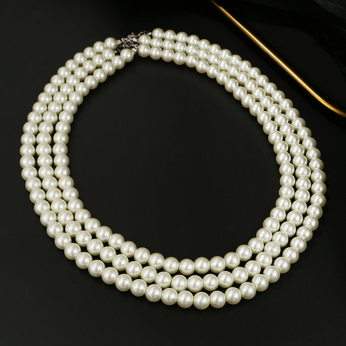 Wholesale Personality Men's Pearl Necklace Hip Hop Punk JDC-NE-ZhuJ006