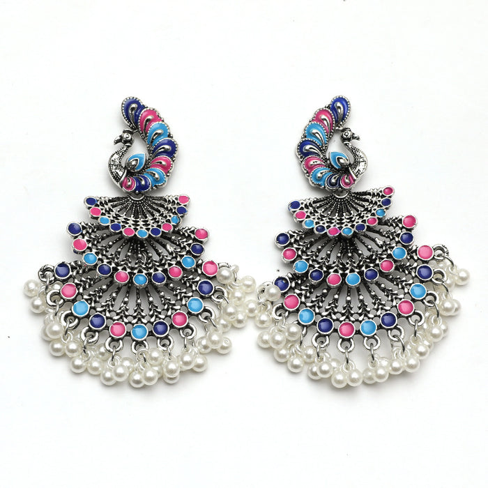 Jewelry WholesaleWholesale Vintage Bohemian Multi Layer Drip Oil Peacock Pearl Tassel Ear JDC-ES-KaiQ027 Earrings 凯庆 %variant_option1% %variant_option2% %variant_option3%  Factory Price JoyasDeChina Joyas De China