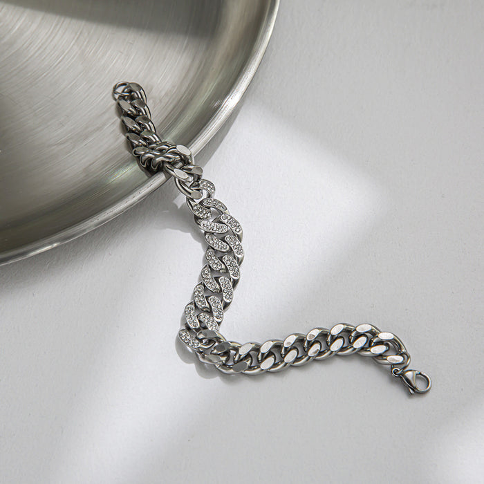 Wholesale Bracelet Titanium Steel Dot Diamond Cuba Hip Hop JDC-BT-ChenY022