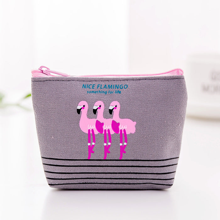 Wholesale Cartoon Flamingo Canvas Coin Purse MOQ≥3 JDC-WT-Xiaom001