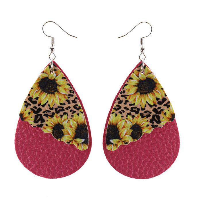 Wholesale Lychee Water Drop Wave Feature Leather Earrings MOQ≥2 JDC-ES-Miaos007