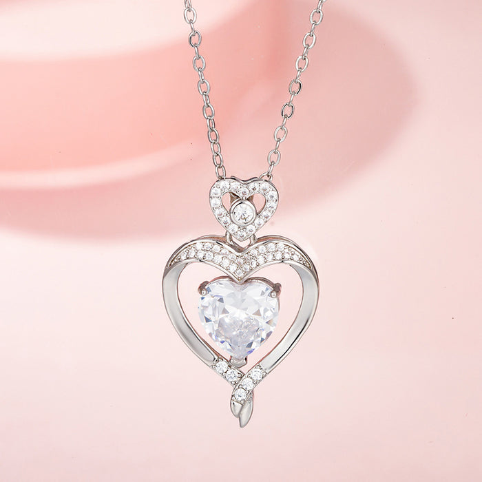 Wholesale LOVE heart -shaped pendant lock double heart born stone JDC-PT-MLJ002