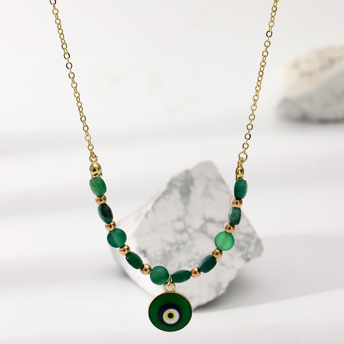 Wholesale necklace alloy green eyes color matching cartoon JDC-NE-YiD039