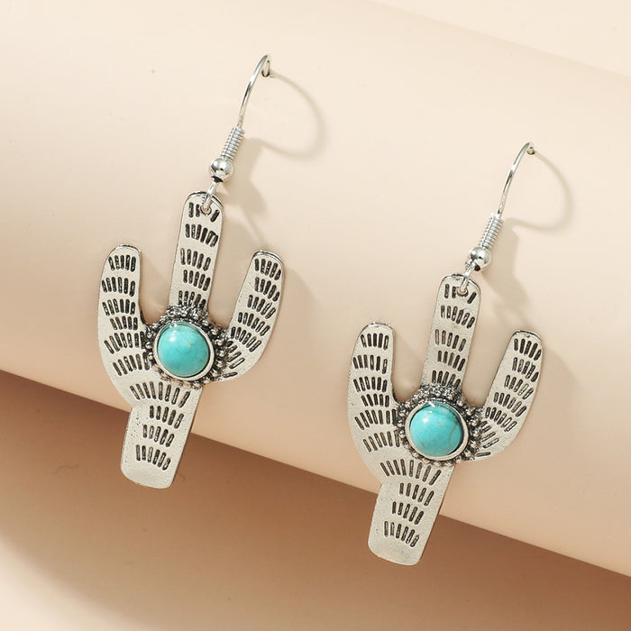 Wholesale Acrylic Cactus Turquoise Earrings MOQ≥2 JDC-ES-ganl038