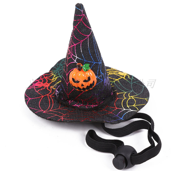 Wholesale Halloween Spider Web Witch Hat Elastic Headband Pet Pumpkin Hat Hair Accessories  MOQ≥2 JDC-HD-ShengX003