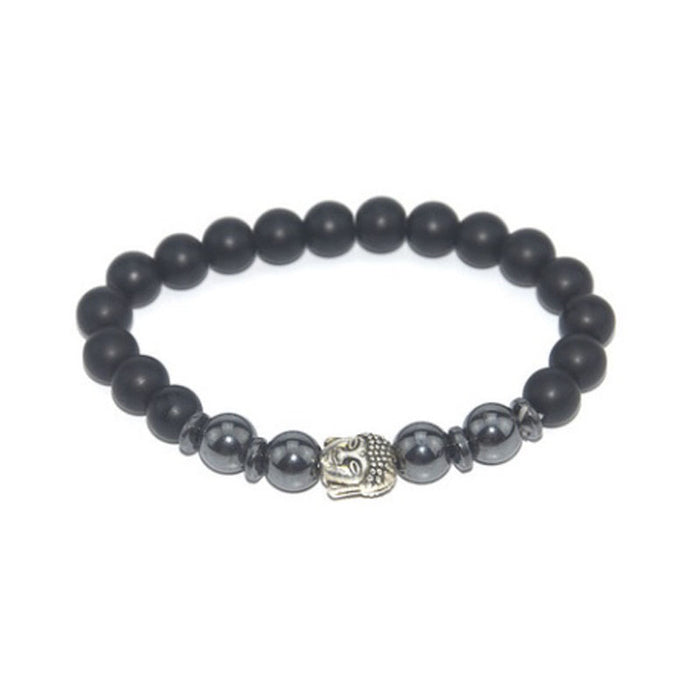 Wholesale alloy gold and silver Buddha head black gall magnet Buddha bracelet MOQ≥3 JDC-BT-ManS002