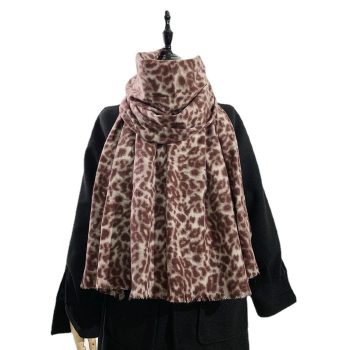 Wholesale Scarf Imitation Cashmere Winter Warm Leopard Thick Shawl JDC-SF-GSCM020