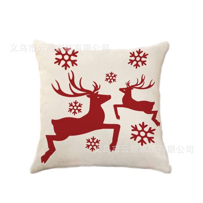 Wholesale Pillowcase Linen Christmas Snowflake Elk Santa Claus MOQ≥2 JDC-PW-Yunhan008