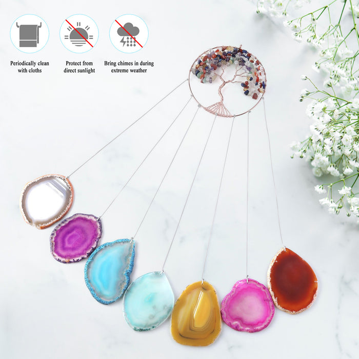 Wholesale Tree of Life Colored Agate Piece Wind Dreamcatcher Pendant JDC-DC-ALS001