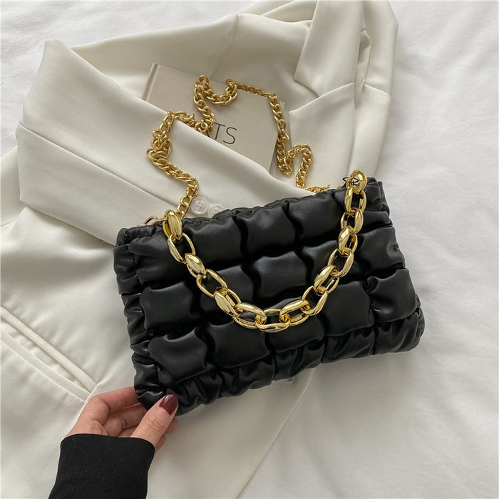 Wholesale Shoulder Bag PU Plaid Thick Chain Handheld Small Square Bag JDC-SD-Chunyao003