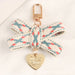 Jewelry WholesaleWholesale Alloy Striped Fabric With Pearl Heart Keychain JDC-KC-YiHan001 Keychains 伊菡 %variant_option1% %variant_option2% %variant_option3%  Factory Price JoyasDeChina Joyas De China