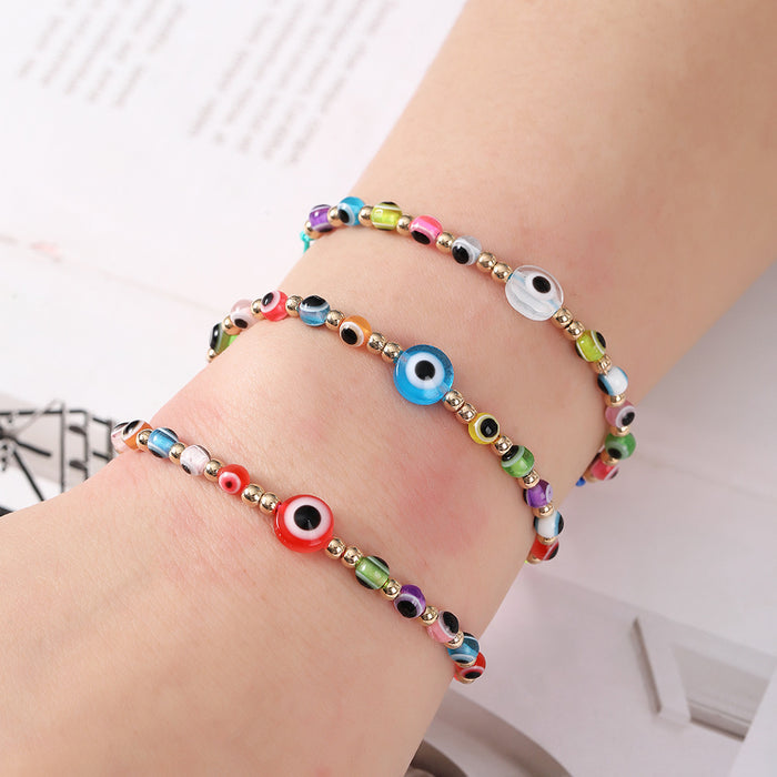 Wholesale Resin Eye Beads Beaded Devil's Eye Braided Bracelet JDC-BT-ZheQ004