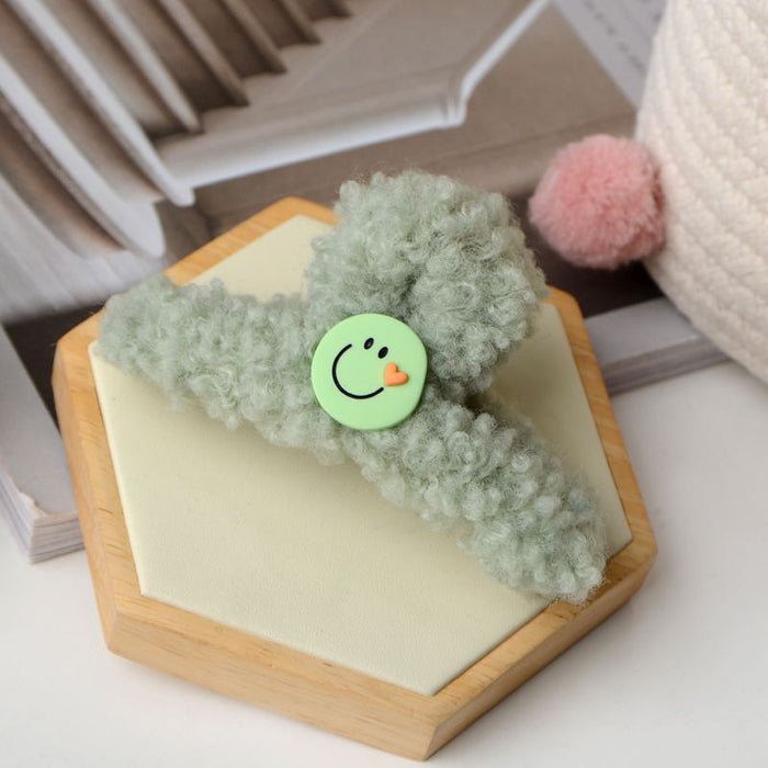 Wholesale Hair Clips Plush Cute Smiley MOQ≥2 JDC-HC-YEYE002