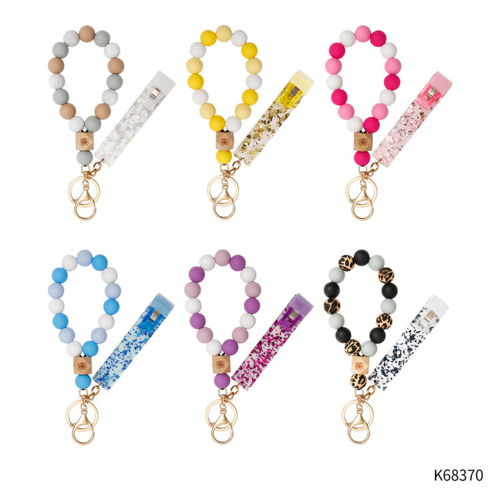 Jewelry WholesaleWholesale Acrylic Contactless ATM Card Picker Hair Ball Silicone Beaded Keychain Wristlet MOQ≥2 JDC-KC-JM003 Keychains 杰米 %variant_option1% %variant_option2% %variant_option3%  Factory Price JoyasDeChina Joyas De China