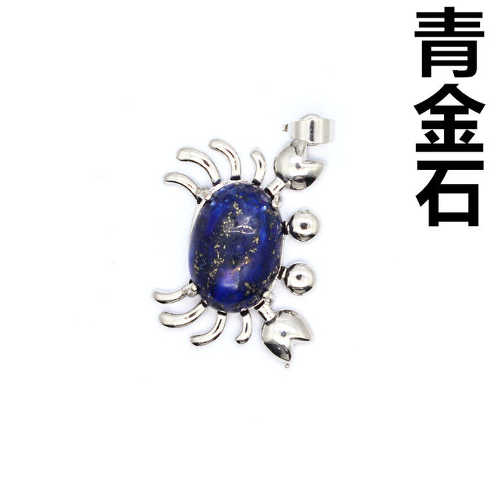 Wholesale necklace titanium steel small crab small pendant purple agate MOQ≥2 JDC-NE-Jinshe005