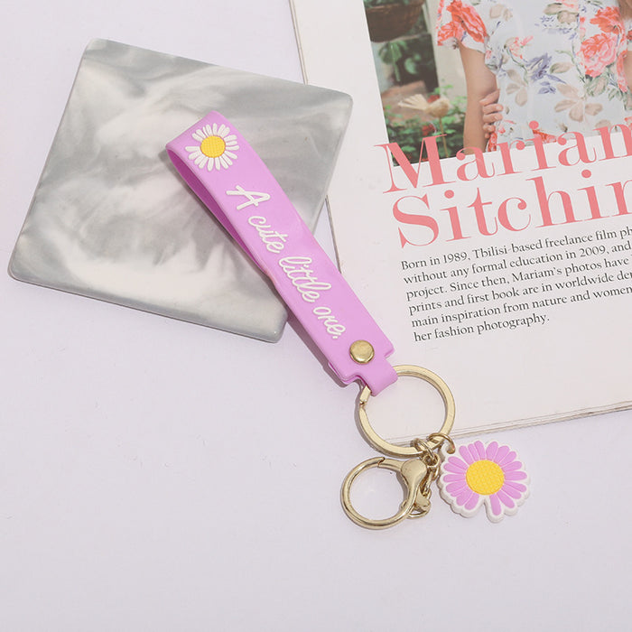 Wholesale Keychain PVC Soft Rubber Chrysanthemum Letters Flower Lanyard MOQ≥10 JDC-KC-ZaoYang004