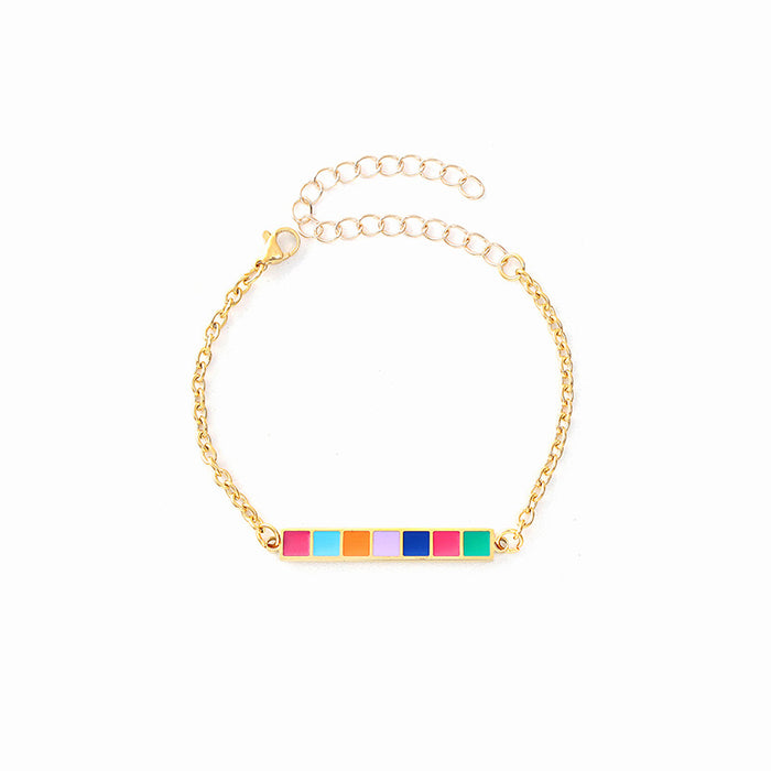 Jewelry WholesaleWholesale Titanium Steel Gold Plated Drip Oil Colorful Bracelet JDC-BT-ZiR002 Bracelet 孜瑞 %variant_option1% %variant_option2% %variant_option3%  Factory Price JoyasDeChina Joyas De China