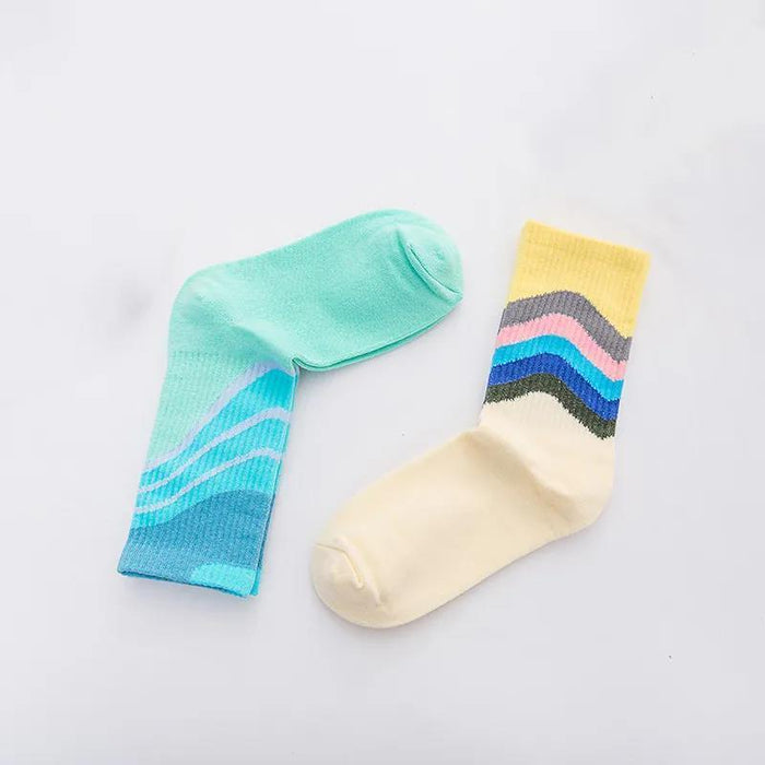 Wholesale Sock Polyester Cotton Color Gradient Thick Breathable Sweat-absorbing MOQ≥2 JDC-SK-LanXii003