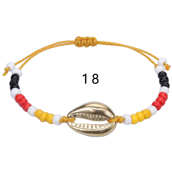 Jewelry WholesaleWholesale acrylic shell colored rice beads hand-woven bohemian anklets JDC-AS-Yiye001 Anklets 益烨 %variant_option1% %variant_option2% %variant_option3%  Factory Price JoyasDeChina Joyas De China