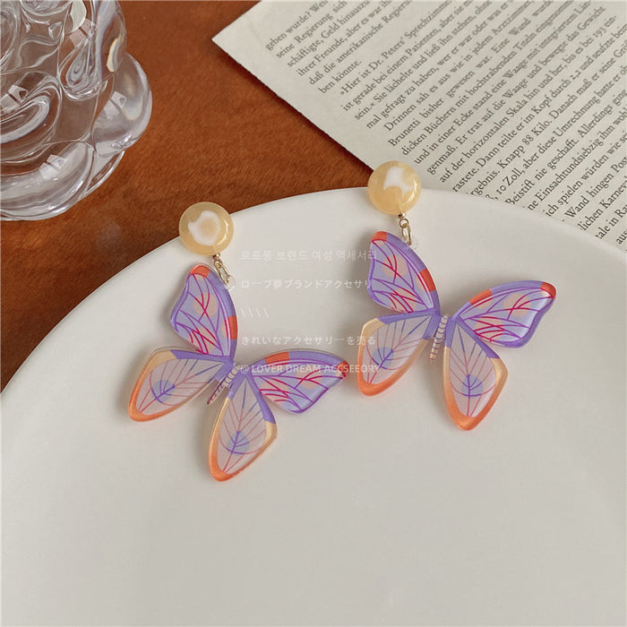 Wholesale Colorful Painted Resin Acrylic Butterfly Earrings JDC-ES-Lfm016