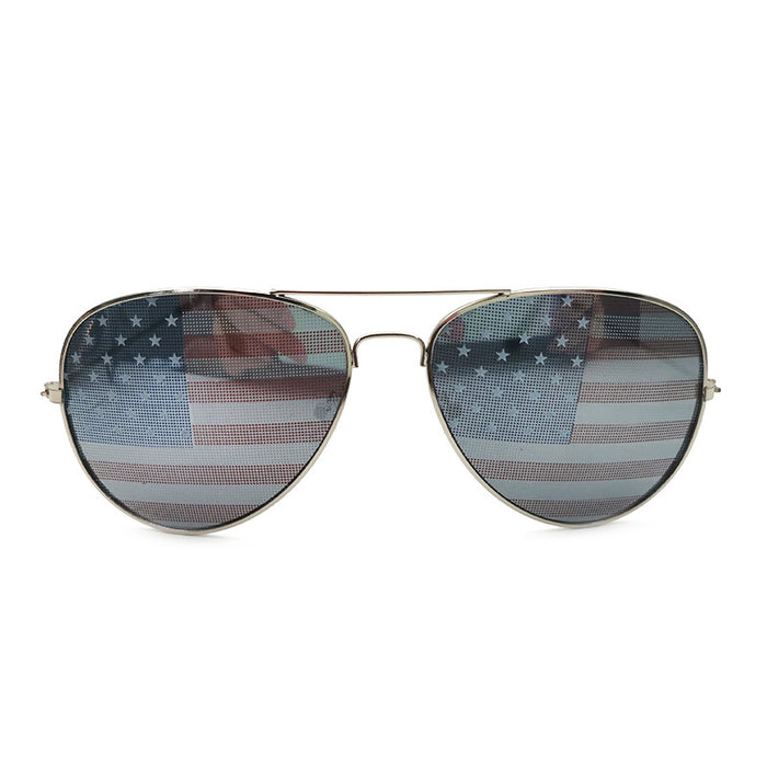 Wholesale 4th of July Metal Aviator American Flag Glasses Independence Day Sunglasses JDC-SG-ZhuoW003