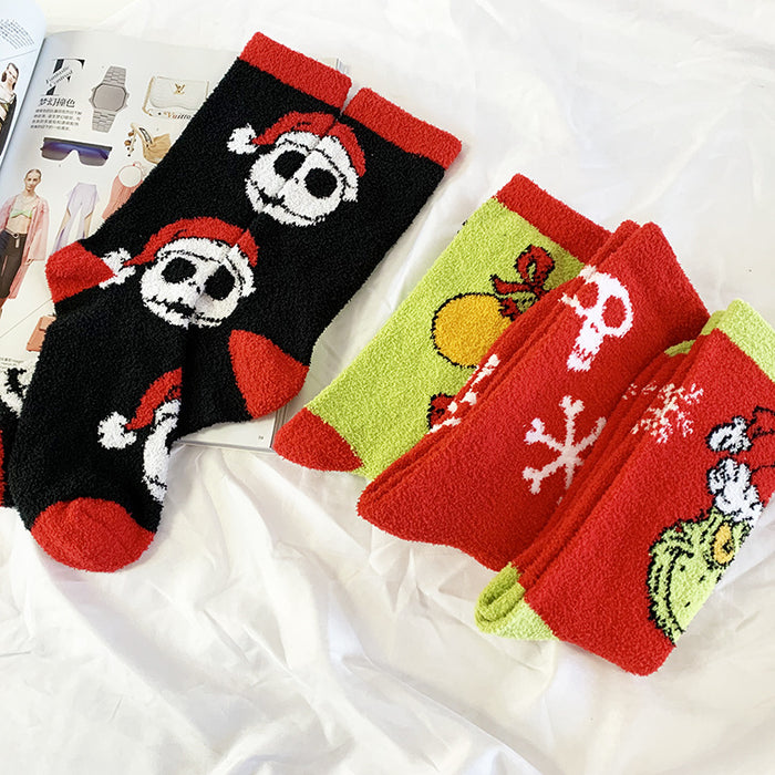 Wholesale Sock Coral Fleece Medium Tube Breathable Sweat-absorbent Christmas JDC-SK-YiYan029