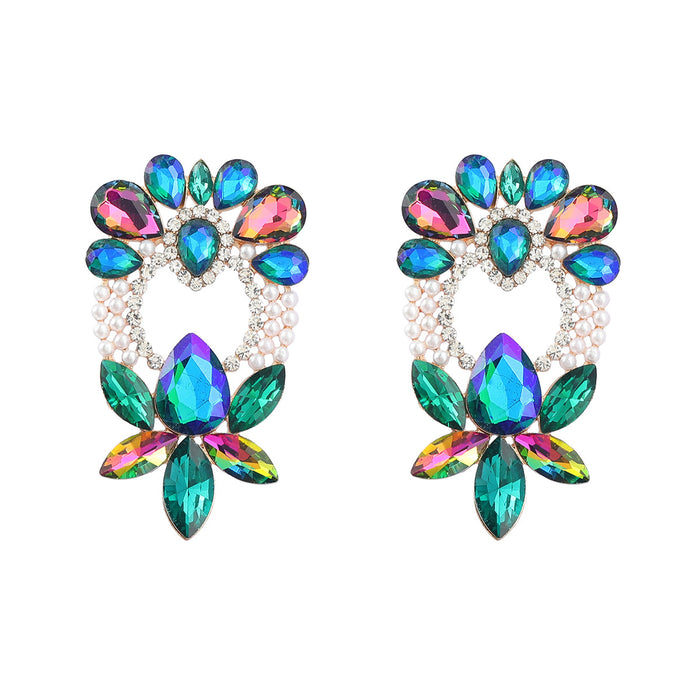 Wholesale Alloy Diamond Set Pearl Floral Earrings JDC-ES-JL992