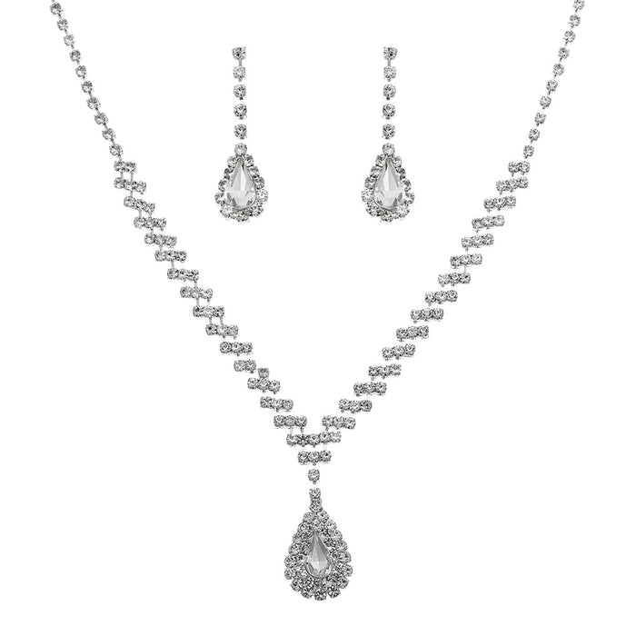 Jewelry WholesaleWholesale Bridal Wedding Exquisite Water Drop Crystal Necklace Earrings Set JDC-NE-Yaqian001 Necklaces 雅茜 %variant_option1% %variant_option2% %variant_option3%  Factory Price JoyasDeChina Joyas De China