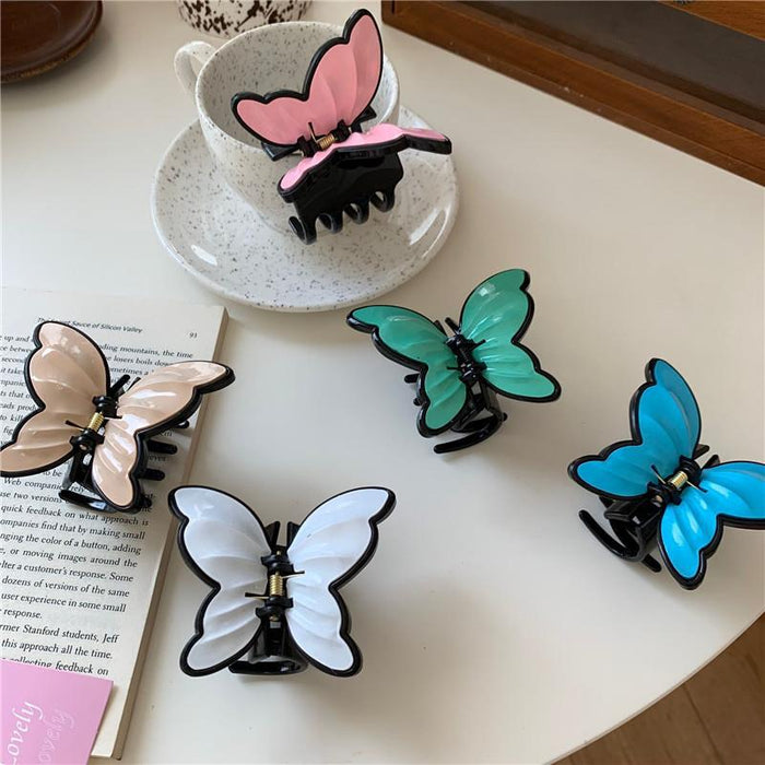 Wholesale Hairpin Plastic Retro Gentle Three-dimensional Butterfly Clip JDC-HC-FengT001