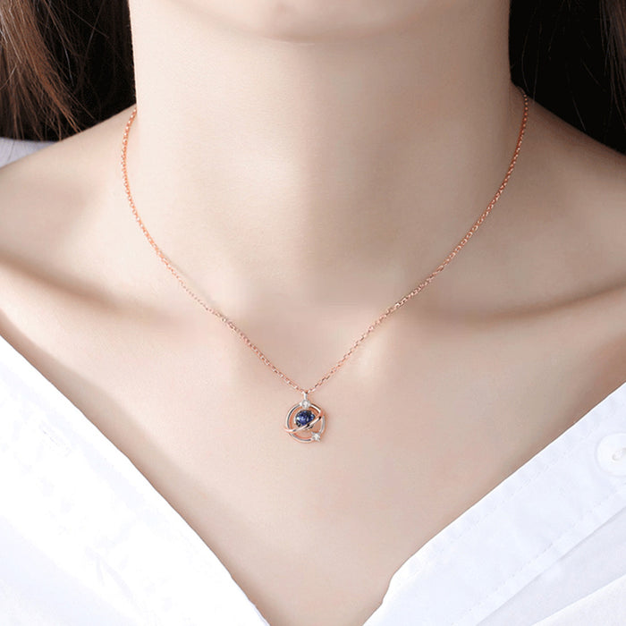 Wholesale Necklace Copper Zircon Fantasy Planet Rose Gold Color MOQ≥2 JDC-PREMCAOS-NE-002