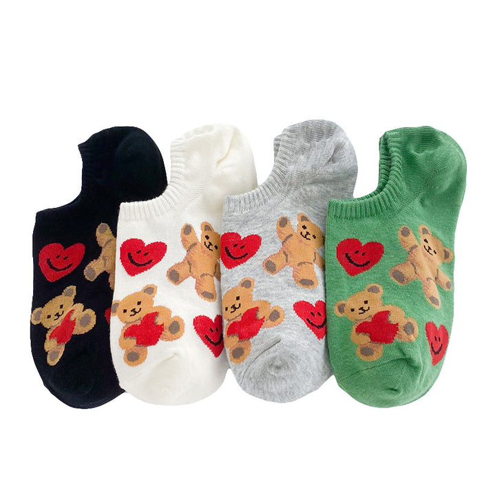 Wholesale socks summer thin boat socks cartoon socks to prevent heel drop MOQ≥3 JDC-SK-LinX005