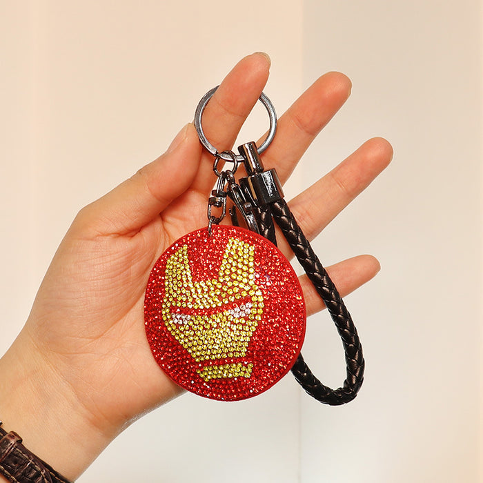 Wholesale Leather Cord Rhinestone Keychain (M) JDC-KC-Huofan001