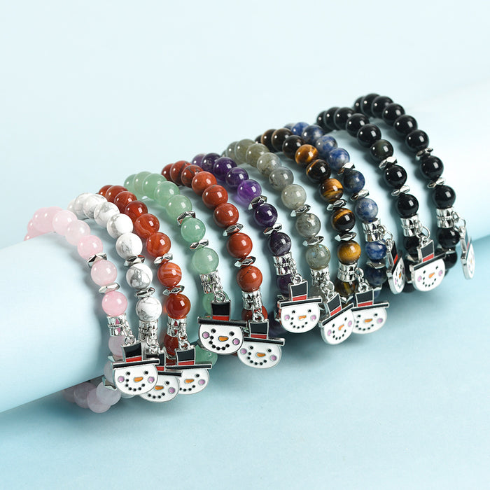 Wholesale Bracelet Crystal Color Christmas Cute Snowman Pendant Beaded JDC-BT-ZhiSF005