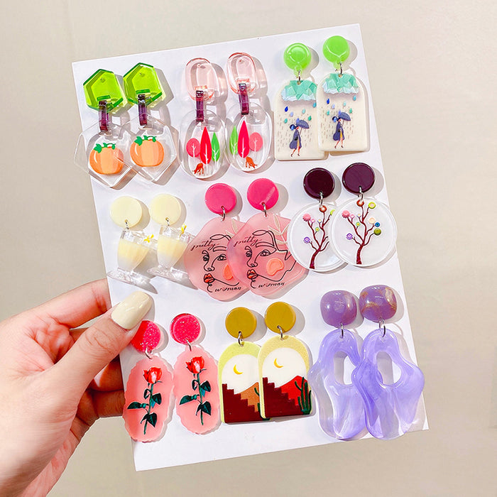 Wholesale graffiti style retro fun acrylic holiday style earrings JDC-ES-i001