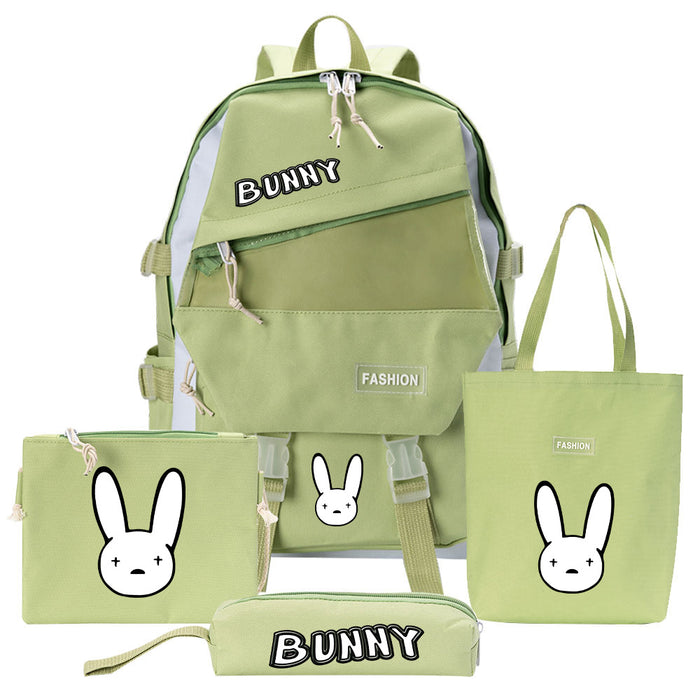 Wholesale Backpack Canvas Cute Cartoon Casual Shoulder Bag Pen Bag 4 Piece Set (F) JDC-BP-Tangs001