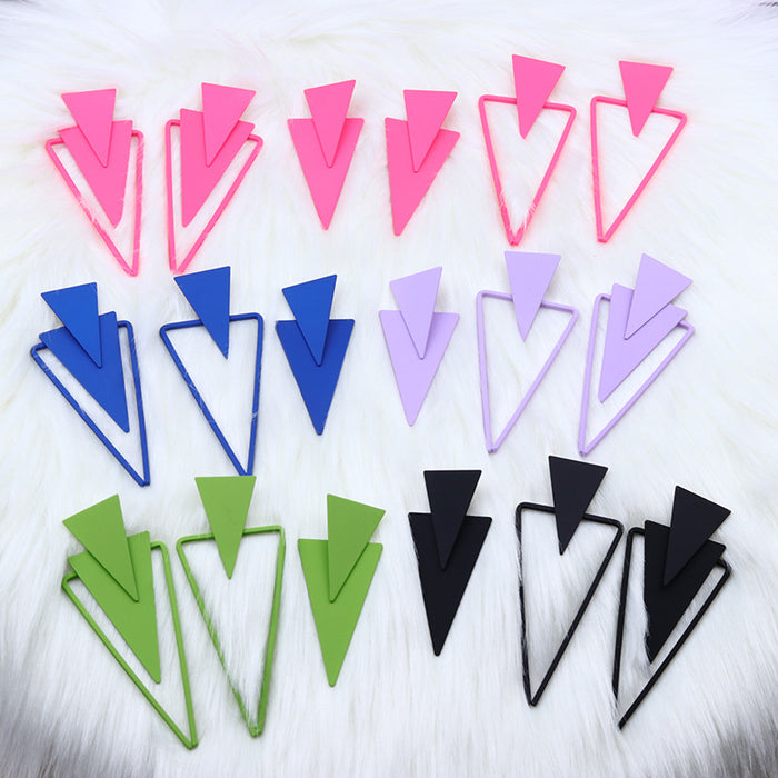 Wholesale Earrings Metal Exaggerated Big Triangle Earrings MOQ≥2 JDC-ES-Duai041