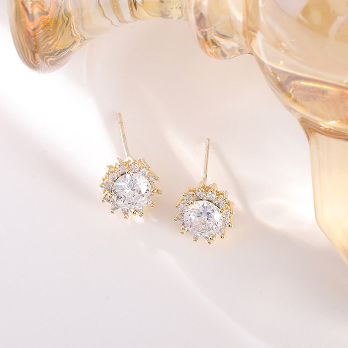 Wholesale full diamond micro-set zircon small and exquisite earrings JDC-ES-lianxin007