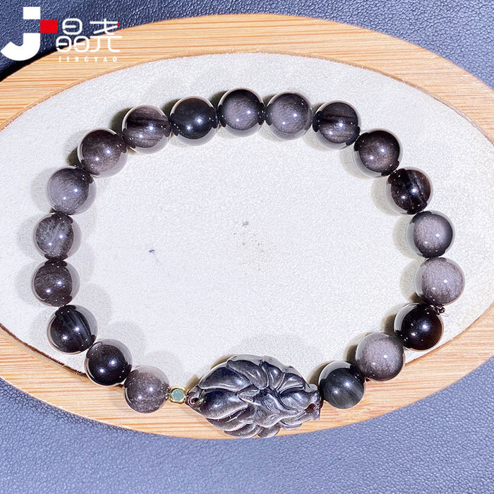 Jewelry WholesaleWholesale Silver Obsidian Fox Obsidian Bracelet Beads JDC-BT-BaiM010 Bracelet 百慕 %variant_option1% %variant_option2% %variant_option3%  Factory Price JoyasDeChina Joyas De China