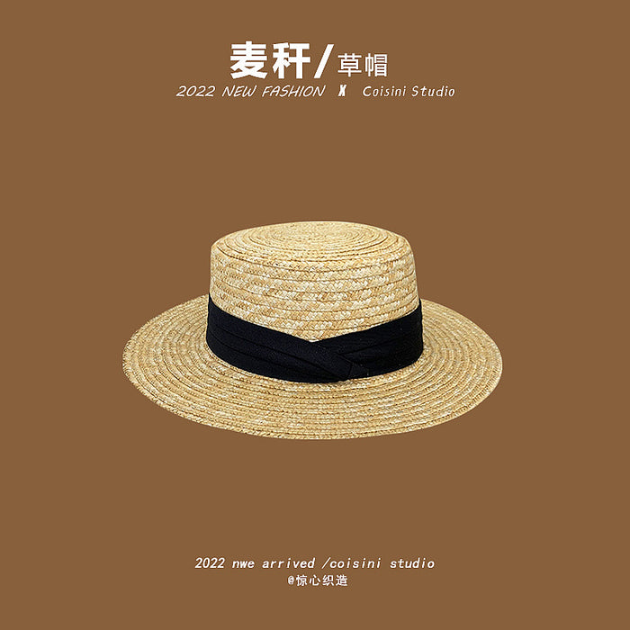 Wholesale Pearl Flower Lace Big Brim Straw Hat MOQ≥2 JDC-FH-LXi001