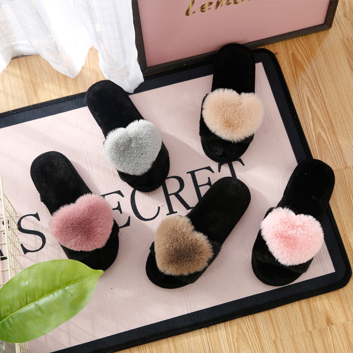 Wholesale plush slippers women cross style plush slippers JDC-SD-ZDJ001