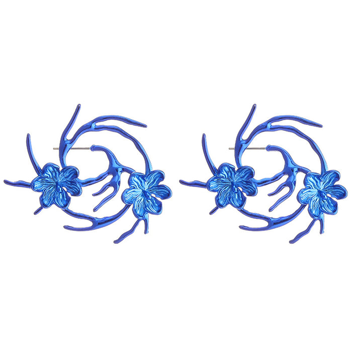 Wholesale Earrings alloy personality metal florals flower exaggeration MOQ≥2 JDC-ES-KenJ003