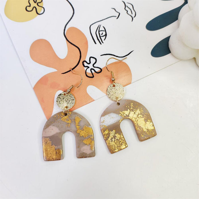 Jewelry WholesaleWholesale Gold 18K Gold Vintage Bohemian Wind Soft Ceramic Geometric Arch Round Earrings JDC-ES-FX016 Earrings 繁瑆 %variant_option1% %variant_option2% %variant_option3%  Factory Price JoyasDeChina Joyas De China