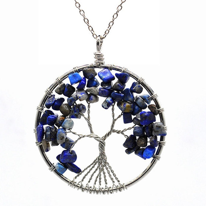 Wholesale 7 Colors Natural Crystal Gravel Tree of Life Necklace MOQ≥2 JDC-NE-Xinyue001