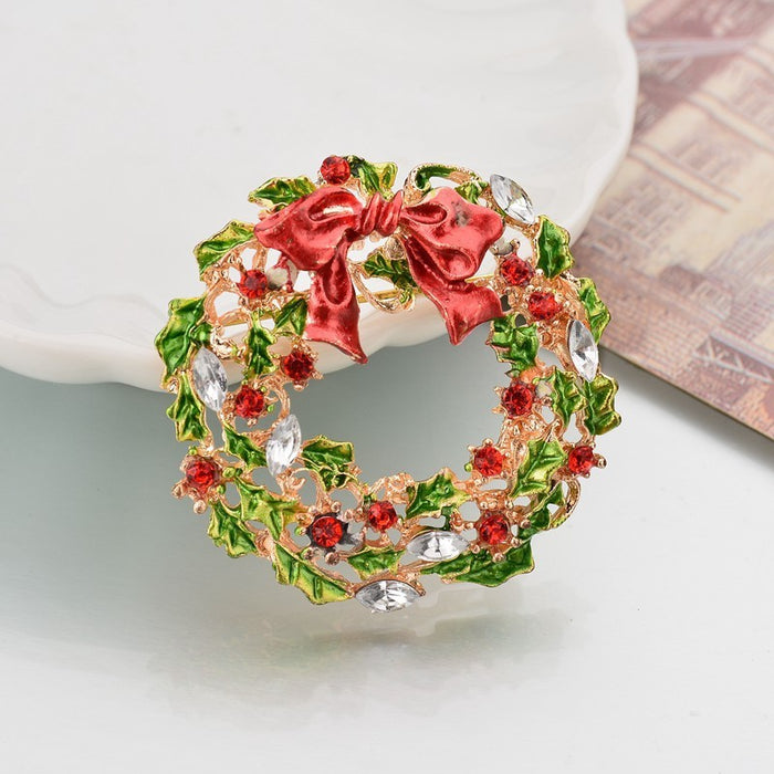 Wholesale Brooch Metal Christmas Wreath Santa Shoes JDC-BC-MDD003