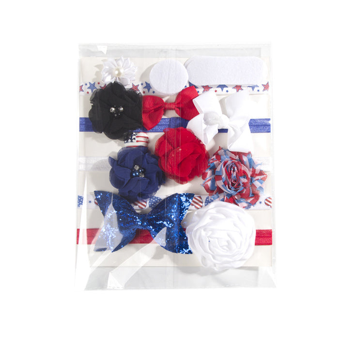 Wholesale 4th of July Kids DIY Head Ornament Accessories Independence Day Bow Headband JDC-HD-QiuN004