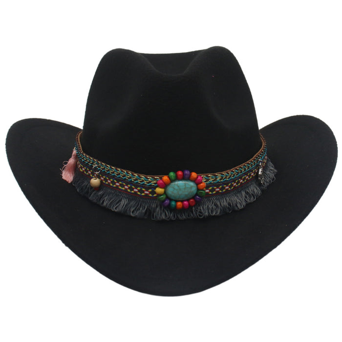 Wholesale Western Cowboy Hat Jeweled Accessories Cotton Jazz Hat JDC-FH-HanDi005