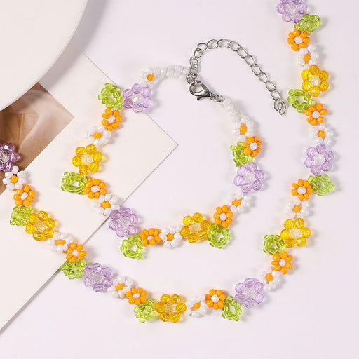 Jewelry WholesaleWholesale Hand Beaded Colorful Crystal Rice Beads Daisy Necklace Bracelet Set JDC-BT-SYu002 Bracelet 世玉 %variant_option1% %variant_option2% %variant_option3%  Factory Price JoyasDeChina Joyas De China